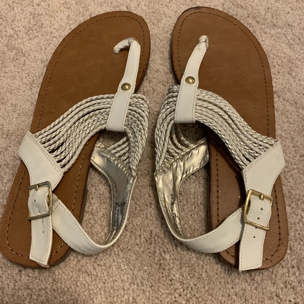 White flat sandals